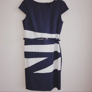 Zig Zag Stripes Belted Dress